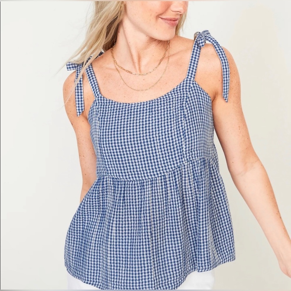 Blue Picnic Pattern TankTop Blouse